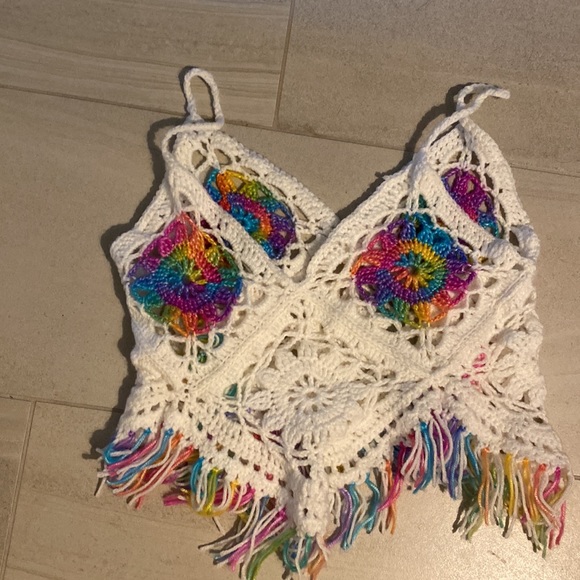 π³οΈβπ hand crocheted pride granny square coverup size small to medium π³οΈβπ - Picture 3 of 4